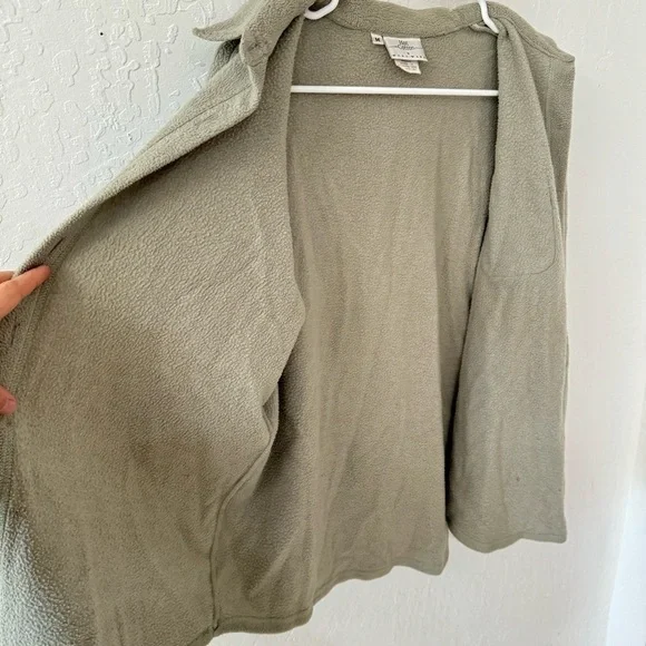 Vintage Hot Cotton By Marc Ware Sage Green Teddy Sherpa Button Down Shacket M - Picture 13 of 15
